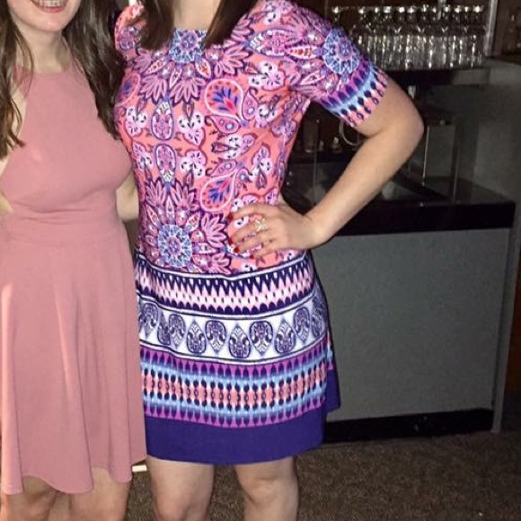 Eliza J Zipper Mini Dress Multicolor/Pattern Size 4 - Picture 3 of 3